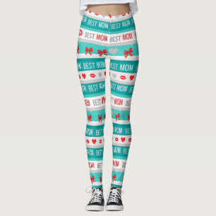 Beste Mama Pop Art Herzen & Schleifen Retro Leggings