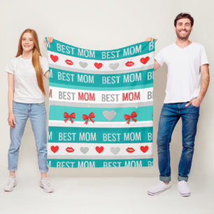 Beste-Mama-Pop-Art-Herzen und Schleifen Retro Fleecedecke