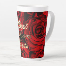 Beste Mama pro Herz Rote Rosen Blauer Milchtasse