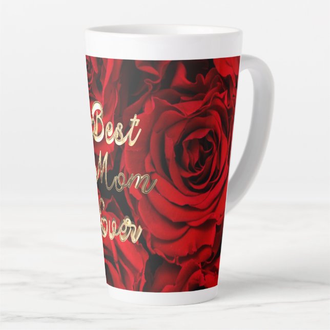 Beste Mama pro Herz Rote Rosen Blauer Milchtasse (Rechte Ecke)