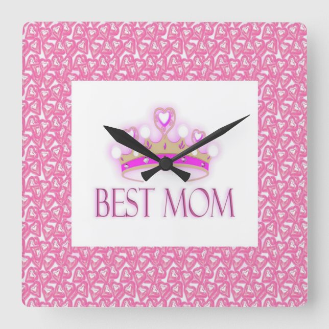 Beste Mama Quadratische Wanduhr (Vorderseite)