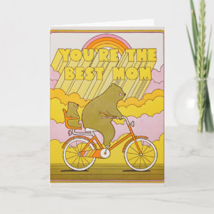 Beste Mama Radfahrende Bären Letterpress Karte