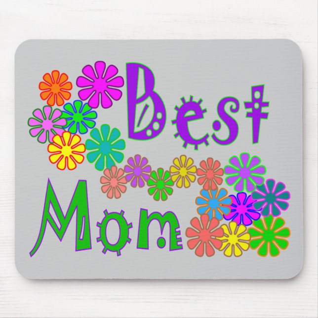 "Beste MAMA" Retro Geschenke der Blumen-Mutter Mousepad (Vorne)