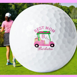 Beste Mama Rosa Aquarellfarbenkarte Monogramm Name Golfball