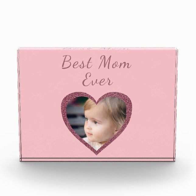 Beste Mama Rosa Herz Custom Kids Foto (Vorderseite)