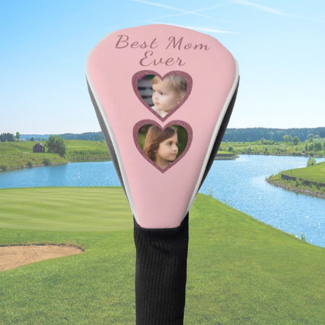 Beste Mama Rosa Herzen 2 Kinder FotoCollage Golf Headcover (Von Creator hochgeladen)