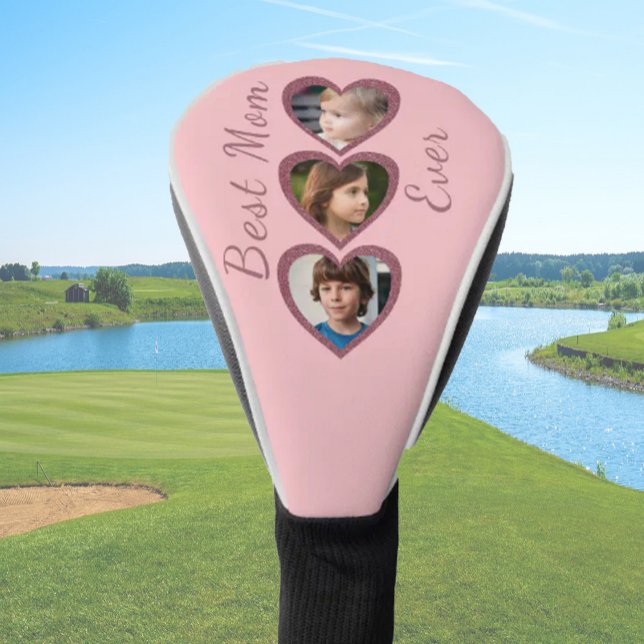 Beste Mama Rosa Herzen 3 Kinder FotoCollage Golf Headcover (Von Creator hochgeladen)