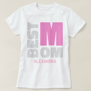 Beste Mama Rosa Silver Glitzer Name angepasst T-Shirt