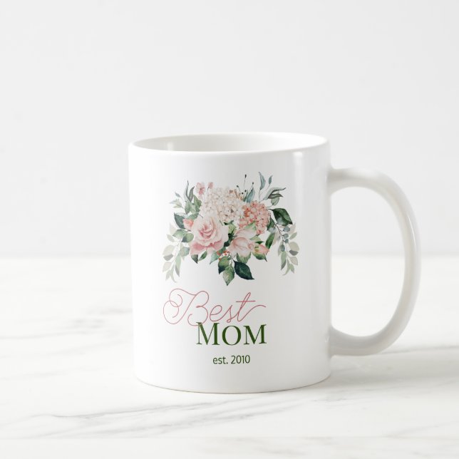 Beste Mama Rosa Wasserfarben Kaffeetasse (Rechts)