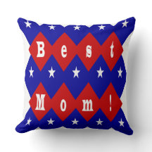 Beste Mama Rot, Weiß, Blau, Diamantform & Stars