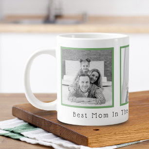 Beste Mama Schwarz-Weiß 3 Fotos Jumbo-Tasse