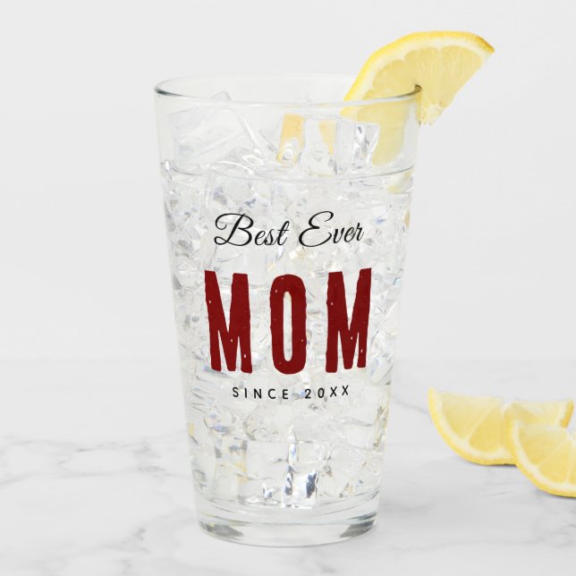 Beste Mama seit 20XX Moderne, einfache Preppy Glas (Rückseite Ice)