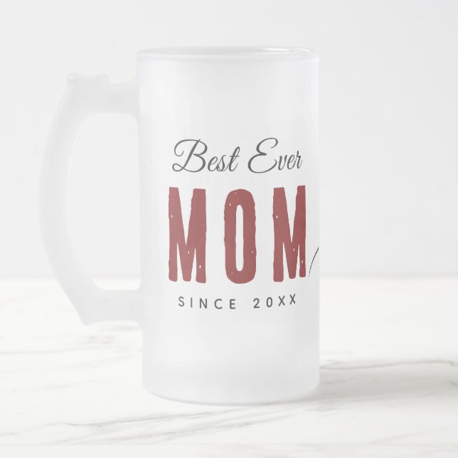 Beste Mama seit 20XX Moderne, einfache Preppy Mattglas Bierglas (Links)