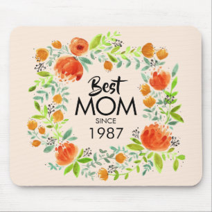 Beste Mama seit Wasserfarben Blumenmousepad Mousepad