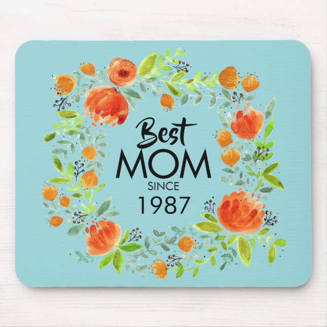 Beste Mama seit Wasserfarben Blumenmousepad Mousepad (Vorne)