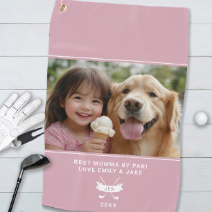 Beste Mama Spaß Foto Golfer Modern Vorlage Rosa Golfhandtuch