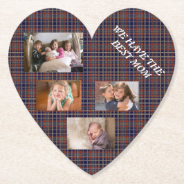 Beste Mama Tartan Kariert Freestyle White Schrifta Untersetzer