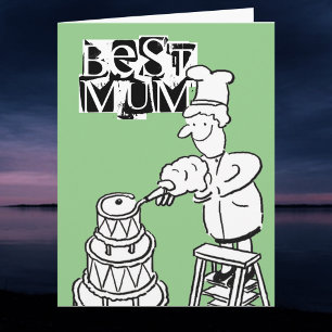 Beste-Mama-Torte-Macher-Dekoriert-Riesen-Torte-Gru Karte