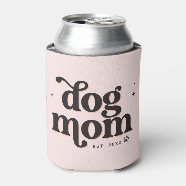 Beste Mama Trendy Retro Typografie und Pawprint Dosenkühler (Kanne Vorderseite)