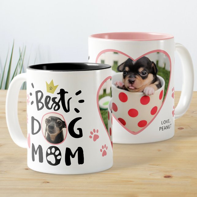 Beste Mama Typografie Niedliche Paws Heart Pet Fot Zweifarbige Tasse (Von Creator hochgeladen)