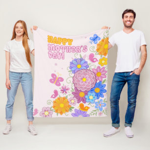 Beste Mama überhaupt Groovy Pastell Blumen zum Mut Fleecedecke