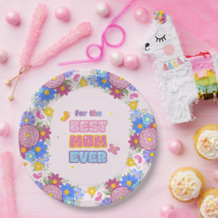 Beste Mama überhaupt Groovy Pastell Blumen zum Mut Pappteller