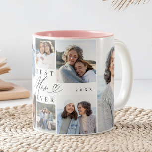 Beste Mama überhaupt Mama Schriftzug Herz Foto Col Zweifarbige Tasse