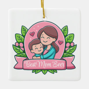 Beste Mama überhaupt, Mutter und Kind, Individuell Keramikornament