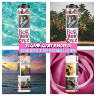 Beste Mama überhaupt Stylisht Script Foto-Collage Thermosbecher