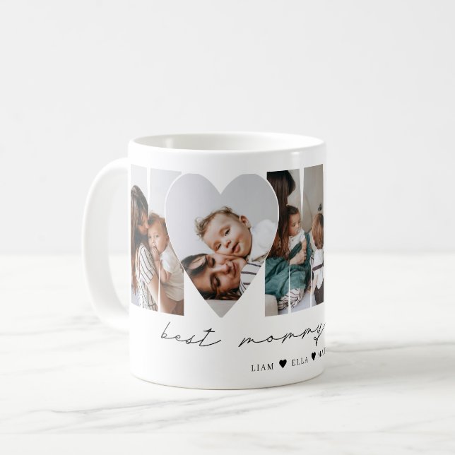 Beste Mami Aller Modernes Fotocollage Muttertag Kaffeetasse (Vorderseite Links)