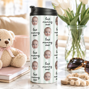 Beste Mami Aller Zeiten Baby-Gesicht Foto Ausschni Thermosbecher