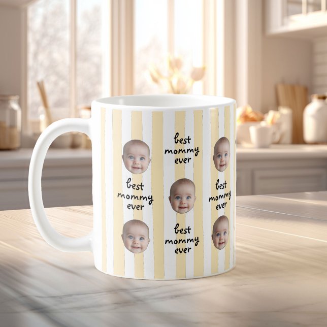 Beste Mami Allerliebste Streifen Baby Gesicht Foto Kaffeetasse (Von Creator hochgeladen)