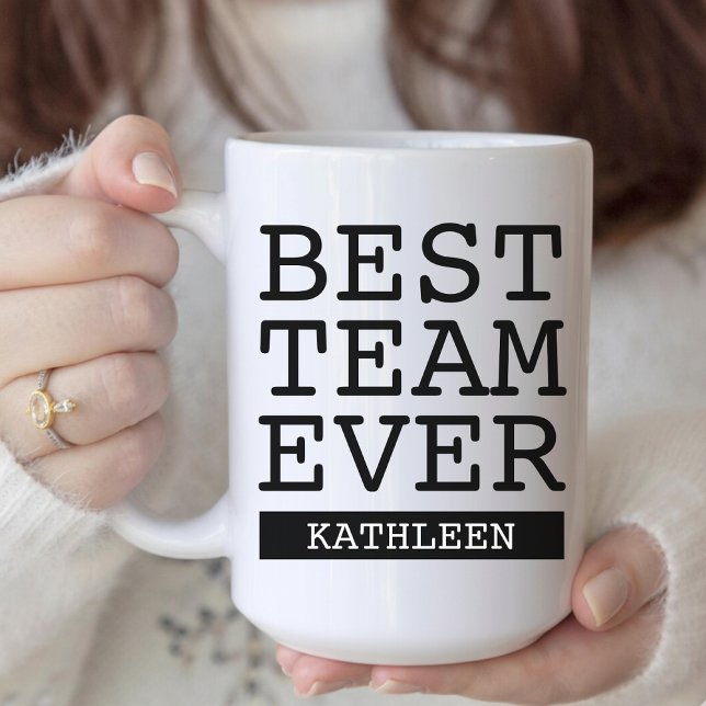 Beste Mannschaft überhaupt | Mitarbeiter Anerkennu Kaffeetasse (Modern script personalized best team ever mug gift for employees or coworkers thank you keepsake)