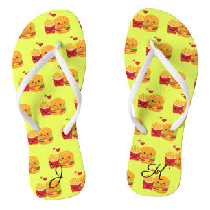 Beste Match Burger & Pommes niedliche Kawaii maßge Flip Flops