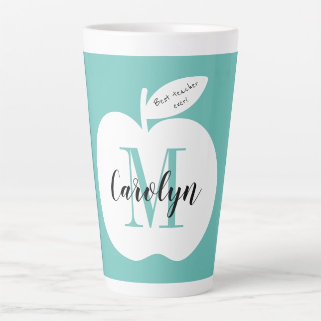 Beste mit Monogramm Latte-Tasse mit Apfellogo Milchtasse (Vorderseite)