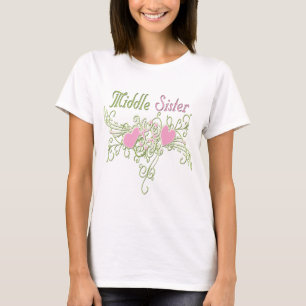 Beste mittlere Schwester-wirbelnde Herzen T-Shirt
