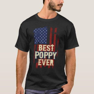 Beste Mohnblume je US-Flagge Grandpa-Vatertag Gesc T-Shirt