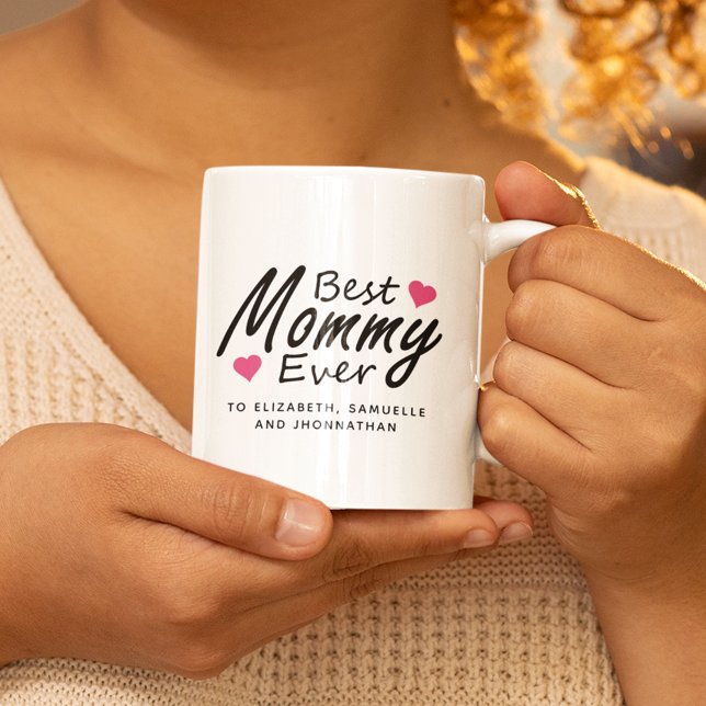 Beste Mommy Ever | Moderne Kinder Name Muttertag Kaffeetasse (Von Creator hochgeladen)