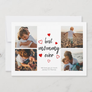 Beste Mommy Niedlich Red Heart Typografy Foto Coll Karte