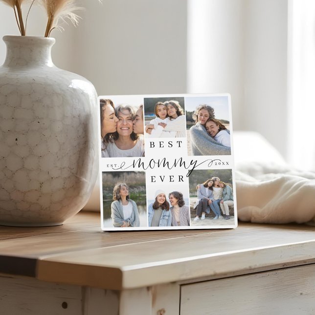 Beste Mommy-Version 6 Foto Collage Keepake Fotoplatte (Best Mommy Ever Script 6 Photo Collage Keepsake Plaque)