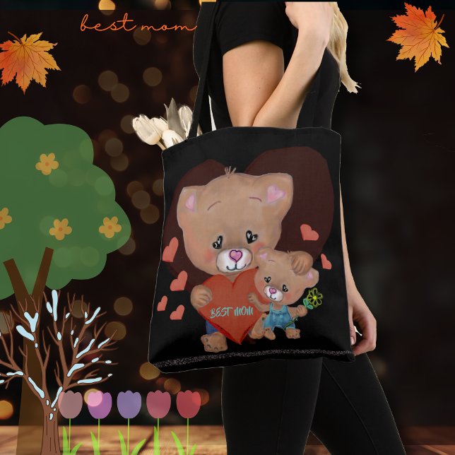 BESTE MUM mit TEDDY (BEST MOM wiht TEDDY Tote Bag)