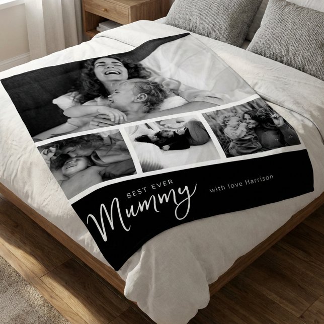 Beste Mumie überhaupt Foto-Collage Fleecedecke (Von Creator hochgeladen)