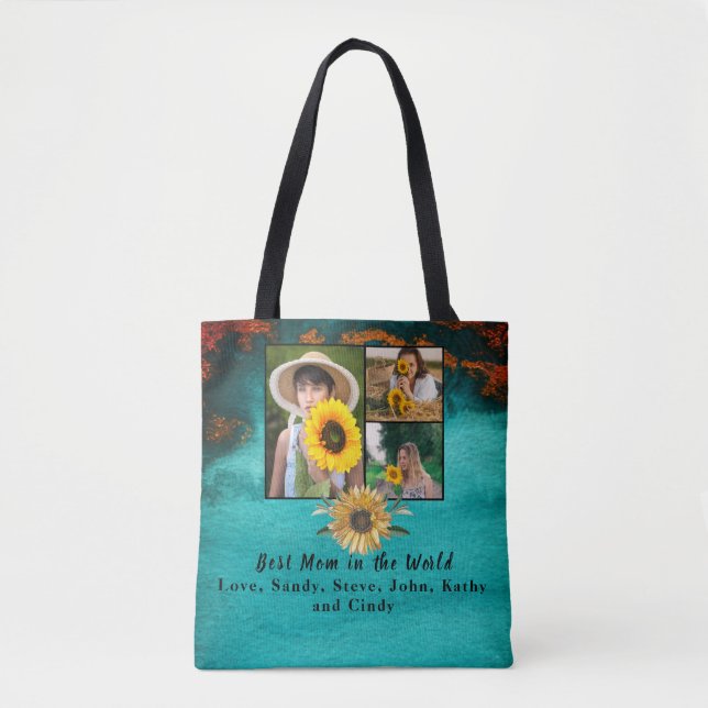 Beste Mutter 3 Foto Türkis Collage Marmor (Vorderseite)