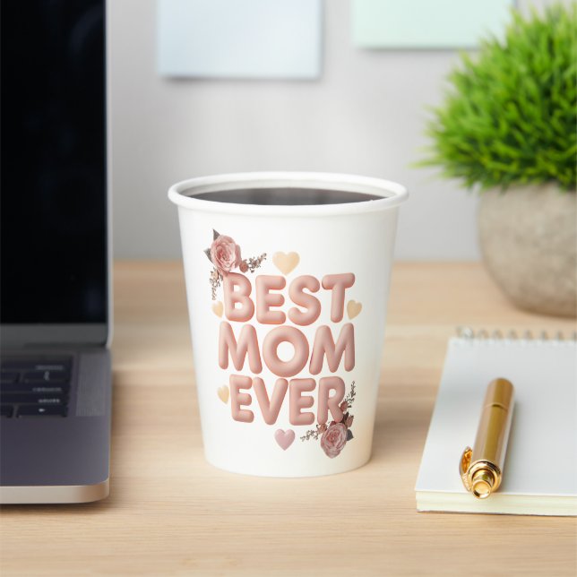 Beste Mutter Aller Zeiten 3D Florales Design | Ges Pappbecher (InSitu)