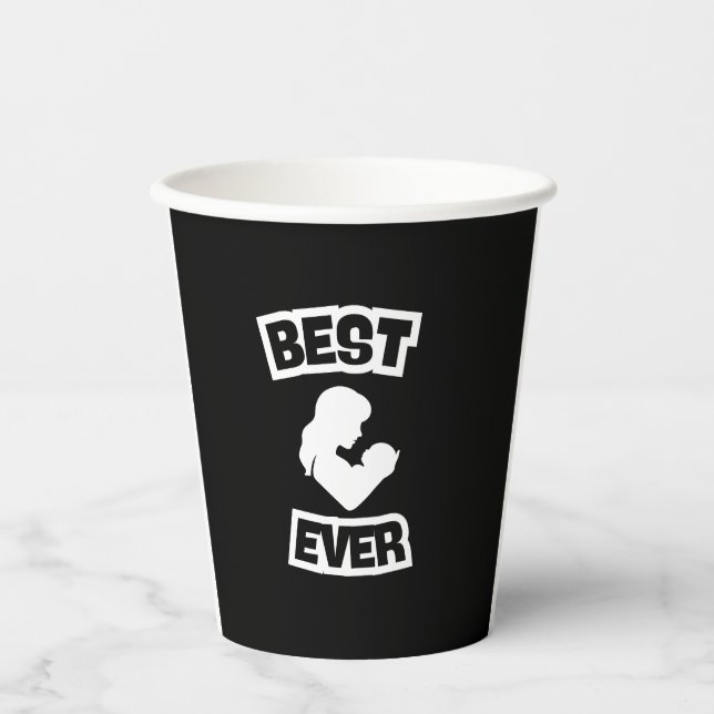 Beste-Mutter-aller-Zeiten-Geschenk – Rosa Silhouet Pappbecher (Vorderseite)