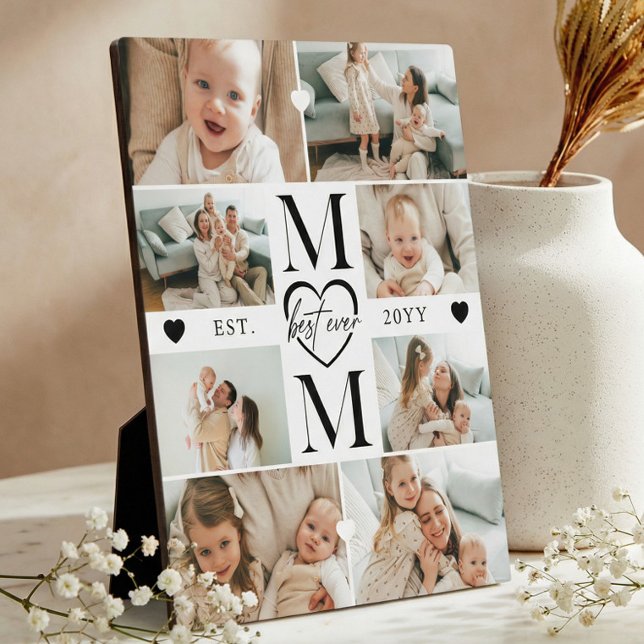 Beste Mutter aller Zeiten Herz Individuelle Fotoco Fotoplatte (Best Ever Mom Heart Custom Photo Collage Keepsake Plaque)