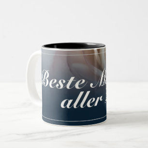 Beste Mutter aller Zeiten mit großer rosa Rose Zweifarbige Tasse