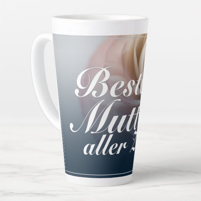 Beste Mutter aller Zeiten mit rosa Rose Milchtasse (Linke Ecke)