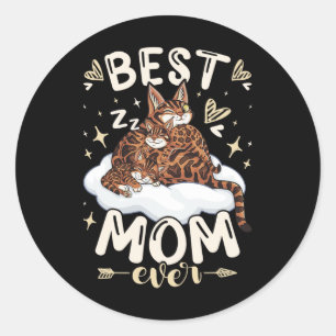 Beste Mutter, Bengalkatze 2 Kätzchen, Muttertag, M Runder Aufkleber