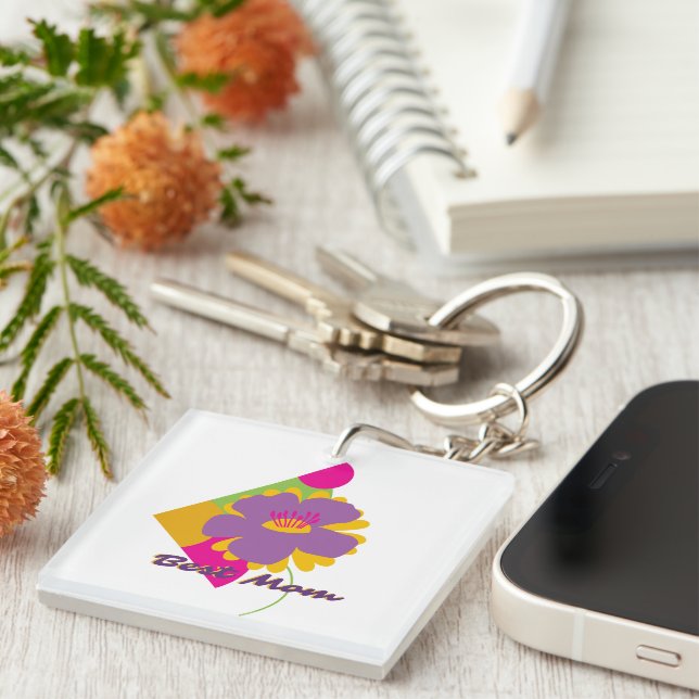 Beste Mutter Buntes Trenddesign Schlüsselanhänger (Vorderseite rechts)